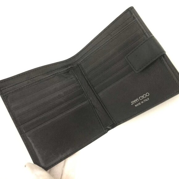 (L1) Authentic Jimmy Choo Wallet Black Leather Luxury Vintage Designer Handbag - Picture 5 of 10
